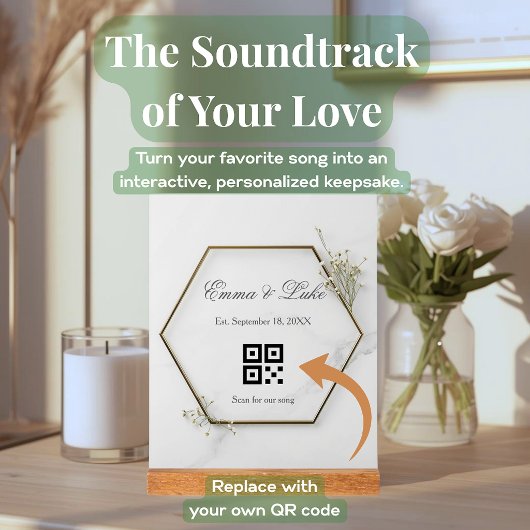 Benutzerdefinierter Hochzeitslied QR-Code Hochzeit Acrylschild