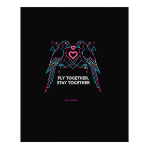 Benutzerdefinierter Hochzeitstag Neon Papageien Wi Fotodruck