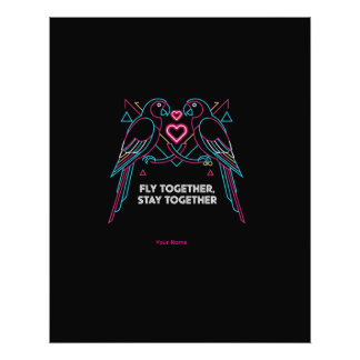 Benutzerdefinierter Hochzeitstag Neon Papageien Wi Fotodruck
