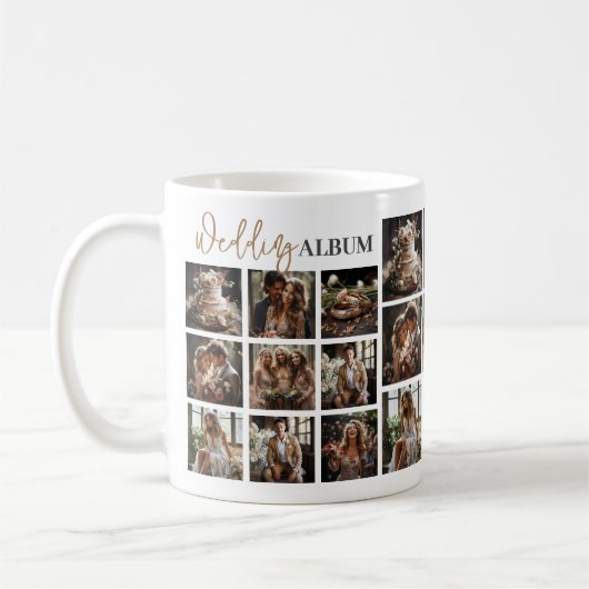 Benutzerdefinierter Hochzeitstext für Fotos Kaffeetasse (Links)