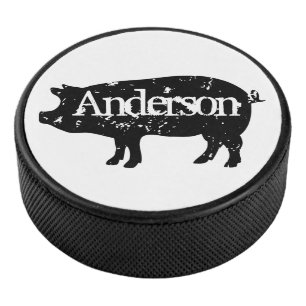 Benutzerdefinierter Hockeypuck mit Vintage-Schwein Eishockey Puck