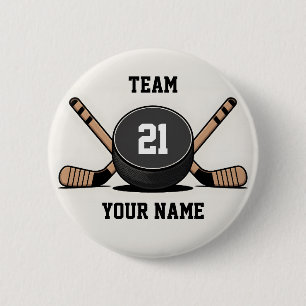 Benutzerdefinierter Hockeypuck- und Schläger-Schlü Button
