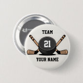 Benutzerdefinierter Hockeypuck- und Schläger-Schlü Button (Vorne & Hinten)