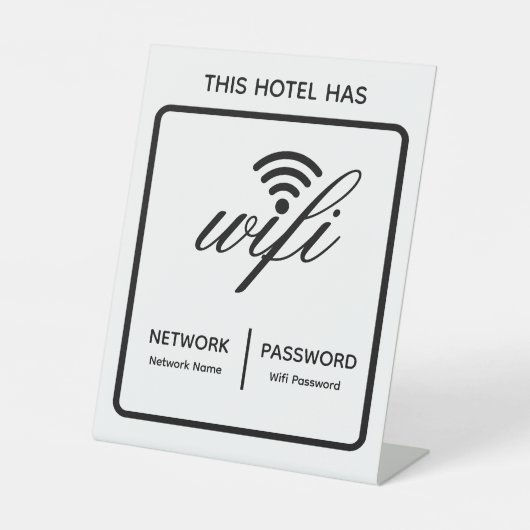 Benutzerdefinierter Hotelname WLAN-Kennwort Sockelschild (Vorderseite)