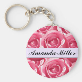 Benutzerdefinierter Hübsch rosa Rosenname, Initial Schlüsselanhänger