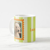 Benutzerdefinierter Hund Foto und Name Retro-Posts Kaffeetasse (Vorderseite Links)
