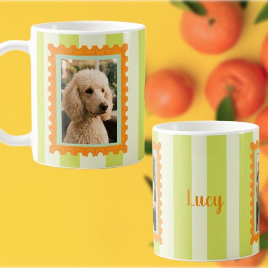Benutzerdefinierter Hund Foto und Name Retro-Posts Kaffeetasse