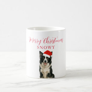 Benutzerdefinierter Hund mit Weihnachtsmannhut Wei Kaffeetasse