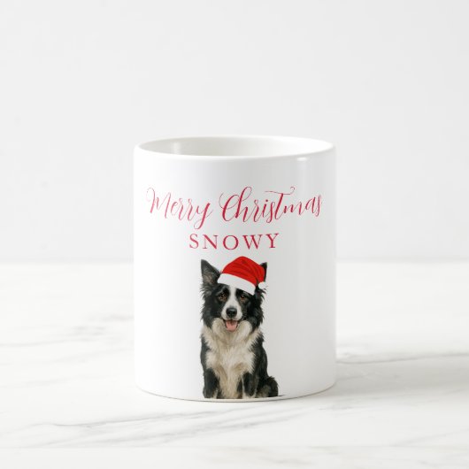 Benutzerdefinierter Hund mit Weihnachtsmannhut Wei Kaffeetasse (Mittel)