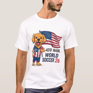 Benutzerdefinierter Hunde Name USA Fußball Fan 26  T-Shirt