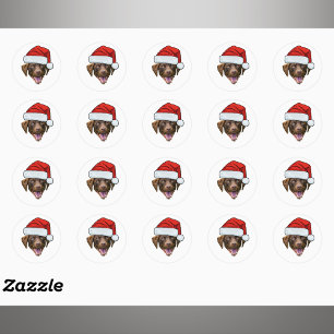 Benutzerdefinierter Hundegesicht-Foto-Weihnachtsma Runder Aufkleber