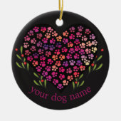 Benutzerdefinierter Hundename, Hunde Paw Heart Blä Keramik Ornament (Vorne)