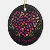 Benutzerdefinierter Hundename, Hunde Paw Heart Blä Keramik Ornament (Links)