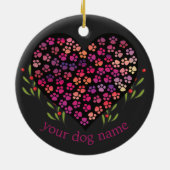 Benutzerdefinierter Hundename, Hunde Paw Heart Blä Keramik Ornament (Hinten)