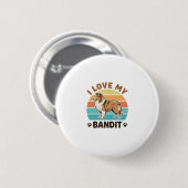Benutzerdefinierter Hundename Retro-Sonnenuntergan Button (Vorne & Hinten)