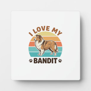 Benutzerdefinierter Hundename Retro-Sonnenuntergan Fotoplatte