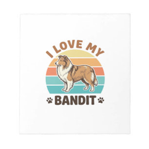 Benutzerdefinierter Hundename Retro-Sonnenuntergan Notizblock