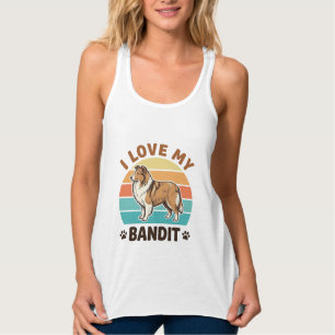 Benutzerdefinierter Hundename Retro-Sonnenuntergan Tank Top