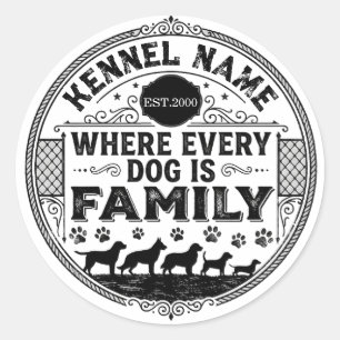Benutzerdefinierter Hundezucht Namensaufkleber V Runder Aufkleber