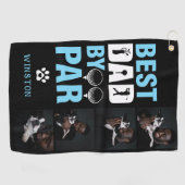 Benutzerdefinierter Hundfoto-Collage Bester Vater  Golfhandtuch (Horizontal)
