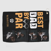 Benutzerdefinierter Hundfoto-Collage Bester Vater Golfhandtuch (Horizontal)