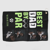 Benutzerdefinierter Hundfoto-Collage Bester Vater  Golfhandtuch (Horizontal)
