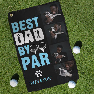 Benutzerdefinierter Hundfoto-Collage Bester Vater Golfhandtuch