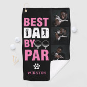 Benutzerdefinierter Hundfoto-Collage Bester Vater  Golfhandtuch (Insitu)