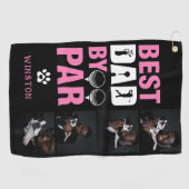 Benutzerdefinierter Hundfoto-Collage Bester Vater  Golfhandtuch (Horizontal)