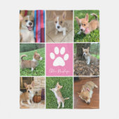 Benutzerdefinierter Hundfoto Collage Rosa Paw Hübs Fleecedecke (Vorderseite)