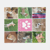 Benutzerdefinierter Hundfoto Collage Rosa Paw Hübs Fleecedecke (Vorderseite (Horizontal))