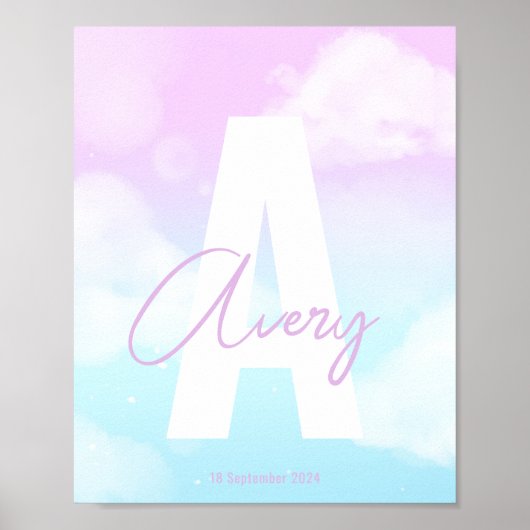 Benutzerdefinierter Initial Kunst Pink Monogramm W Poster (Vorne)