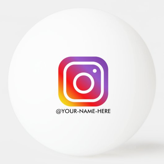 Benutzerdefinierter Instagram Name Minimal Einfach Tischtennisball (Vorderseite)