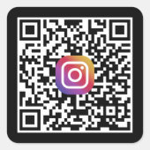 Benutzerdefinierter Instagram-QR-Code Schwarz Quadratischer Aufkleber (Vorderseite)