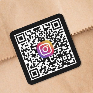 Benutzerdefinierter Instagram-QR-Code Schwarz Quadratischer Aufkleber
