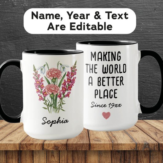 Benutzerdefinierter Januar-Geburtsblumenbecher - N Tasse