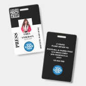 Benutzerdefinierter Journalist Medienpass Foto-ID- Ausweis (Vorder- & Rückseite)