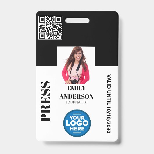 Benutzerdefinierter Journalist Medienpass Foto-ID- Ausweis (Vorderseite)