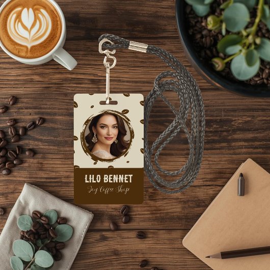 Benutzerdefinierter Kaffeeshop-Badge mit QR-Code | Ausweis