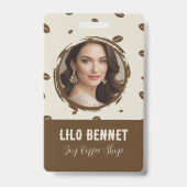 Benutzerdefinierter Kaffeeshop-Badge mit QR-Code | Ausweis (Vorderseite)