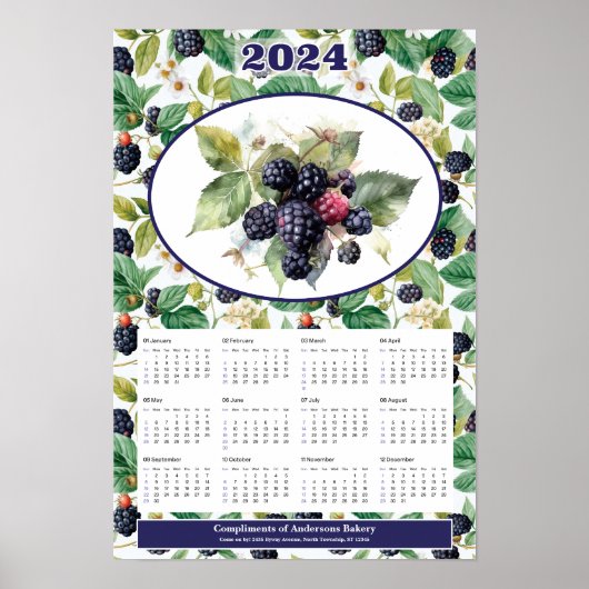 Benutzerdefinierter Kalender 2024 BlackBerry Poster (Vorne)