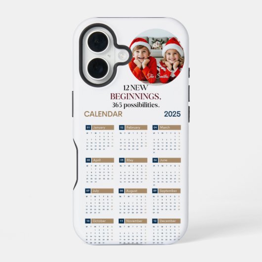 Benutzerdefinierter Kalender 2025 iPhone 16 Hülle (Rückseite)