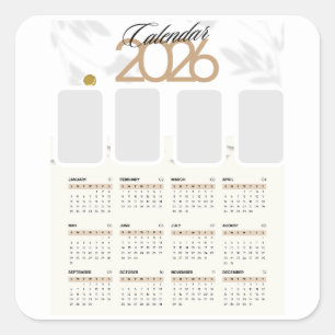 Benutzerdefinierter Kalender 2026 Quadratischer Aufkleber