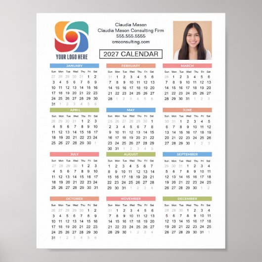 Benutzerdefinierter Kalender 2027 Geschäft Logo Un Poster (Vorne)