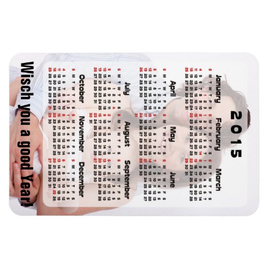 Benutzerdefinierter Kalender + Ihr eigenes Foto / Magnet (Horizontal)