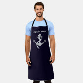Benutzerdefinierter Kapitän Name mit Silver Anchor Schürze (Getragen)