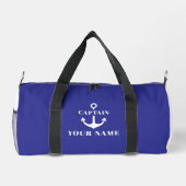 Benutzerdefinierter Kapitänsname Anker Blau Duffle Bag (Rückseite)
