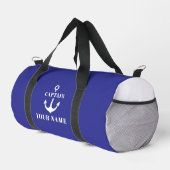 Benutzerdefinierter Kapitänsname Anker Blau Duffle Bag (Rechte Ecke)