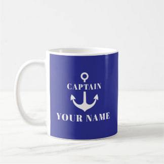 Benutzerdefinierter Kapitänsname Anker Blau Kaffeetasse