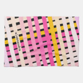 Benutzerdefinierter Karo-Gradient Rosa Gelb Schwar Geschirrtuch (Horizontal)